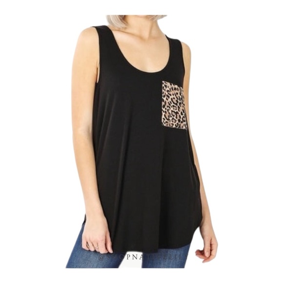 Zenana Outfitters Tops - Zenana Women's Size 1X Black Animal Print Pocket Tank Top